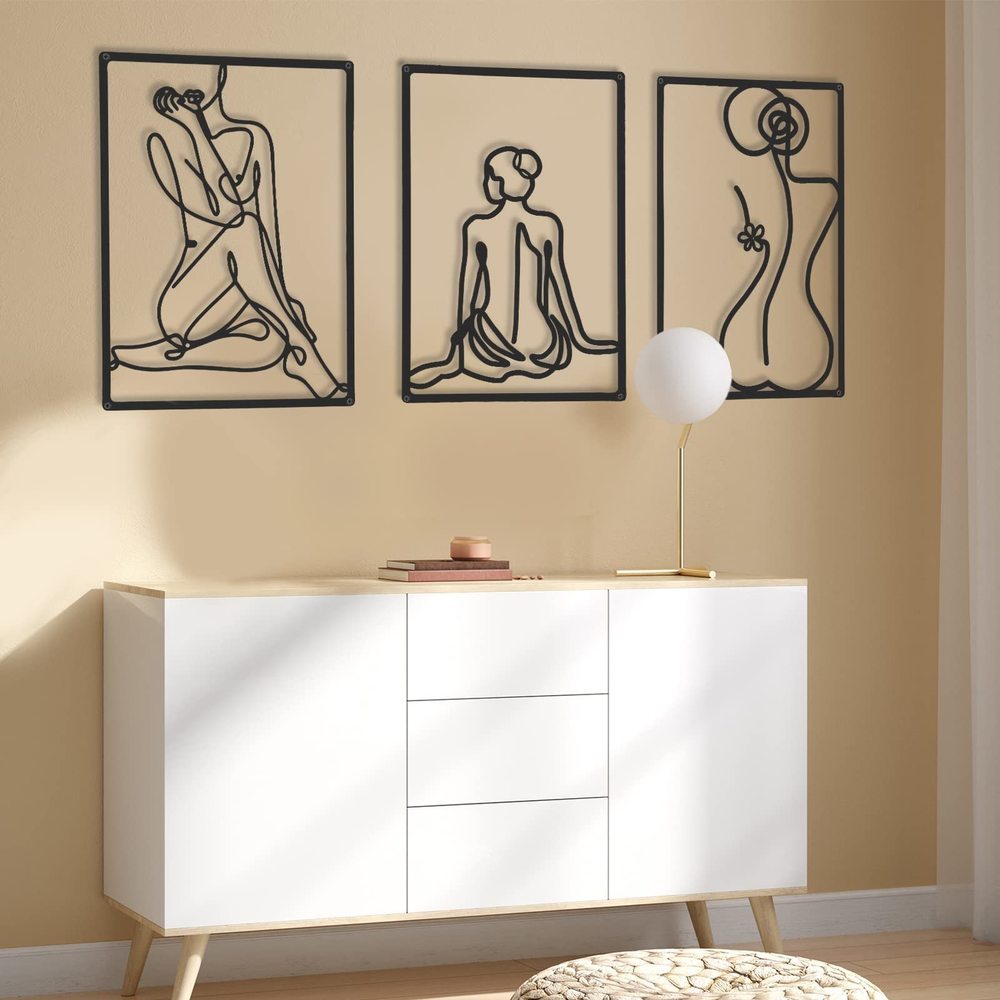 3 Pieces Metal Minimalist Abstract Woman Wall Art Line Drawing Wall Art Decor🐙